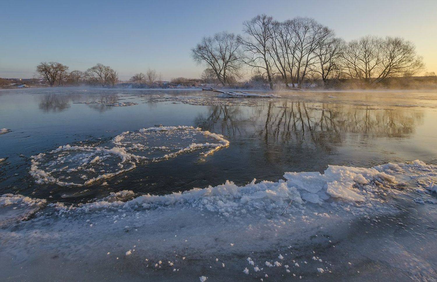 першино, зима, ледоход, река упа, Михаил Агеев