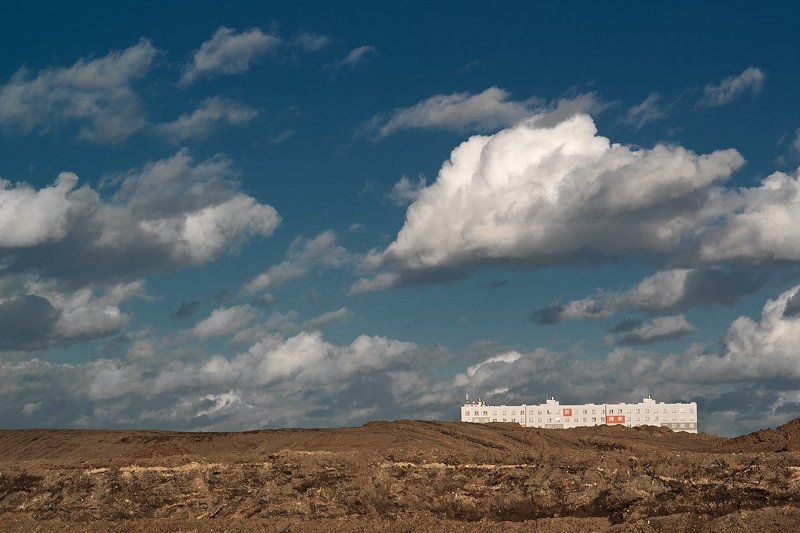 house, cityscape, clouds, blue, sky, ground, landscape House фото превью