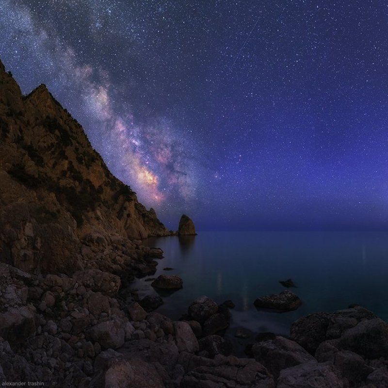крым, млечный путь, мыс айя, ночной пейзаж, пейзаж Sailing at night фото превью