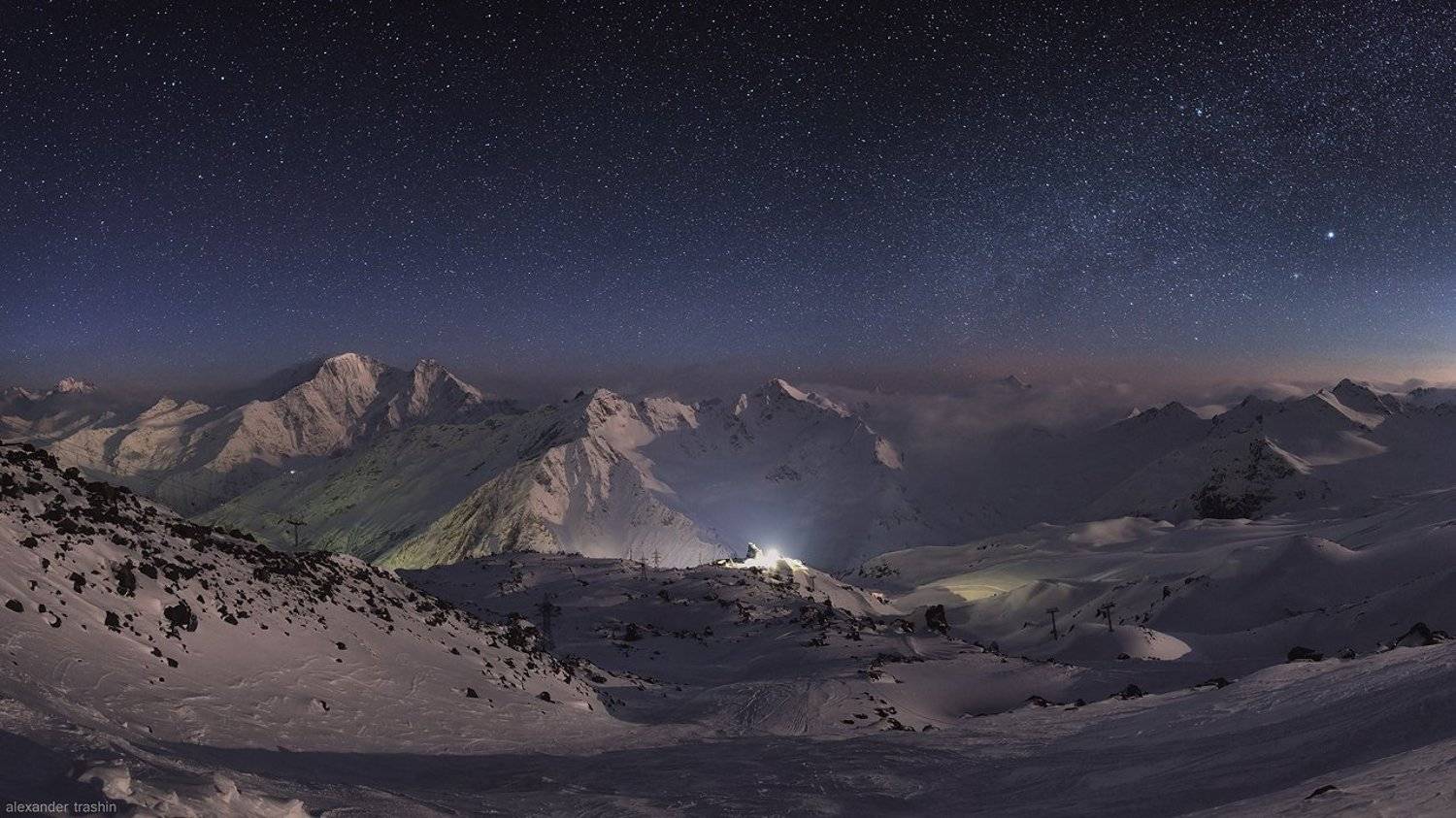 горные пейзажи, кавказ, ночной пейзаж, пейзаж, северный кавказ, эльбрус, Александр Трашин