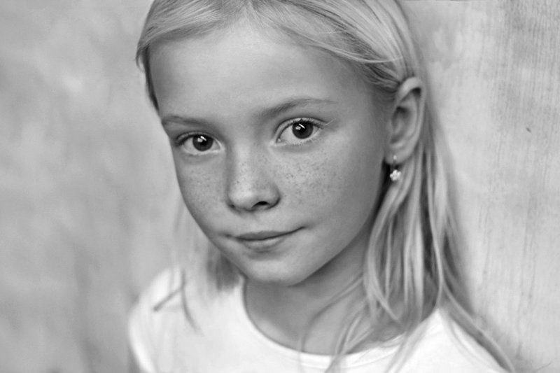 b&w, black and white, blond, cute, girl, portrait  фото превью