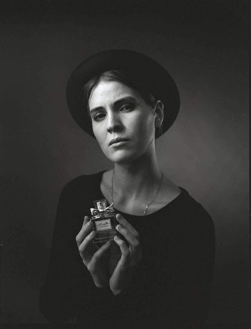 Аналоговая фотография, Девушка в шляпе, Классический портрет, Монохромная фотография, Портрет девушки, Студийный портрет, Давыдов Михаил