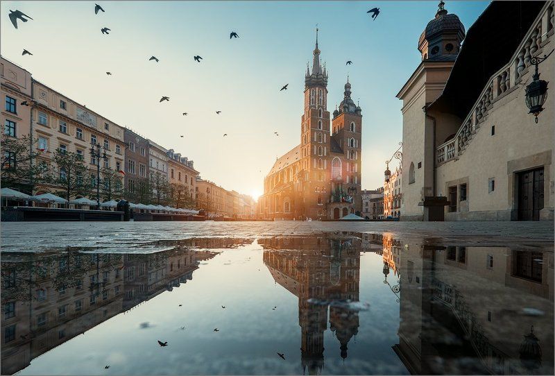 , city, krakow, morning, poland, sunrise Krakow фото превью