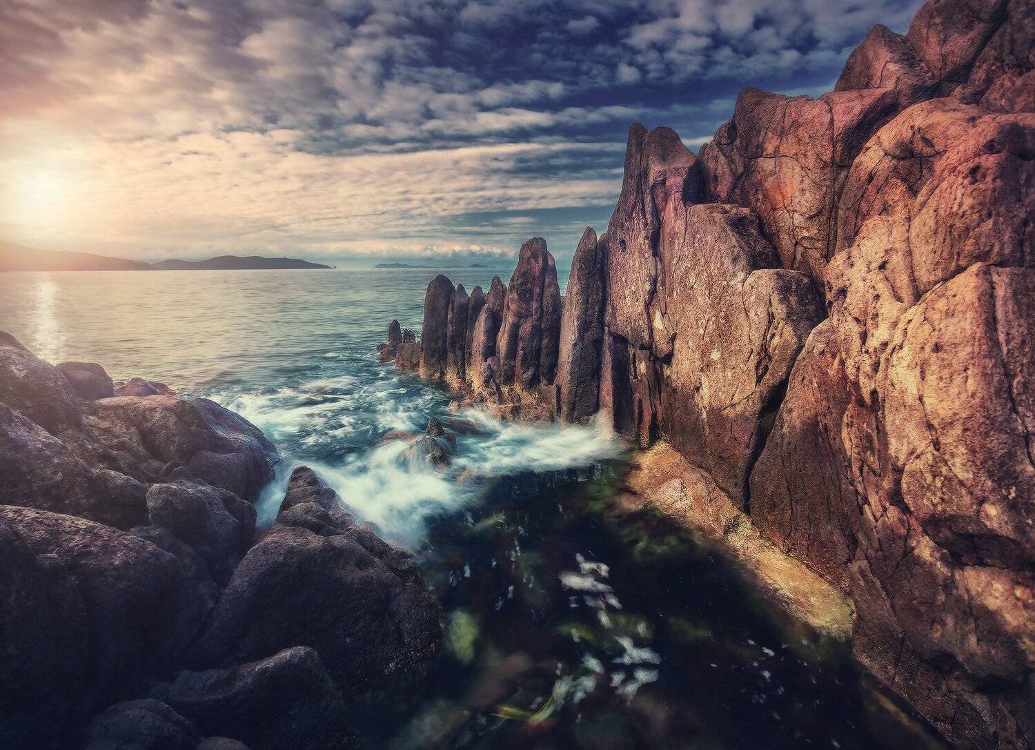 Камни, Море, Скалы, Утро, Андрей Кровлин