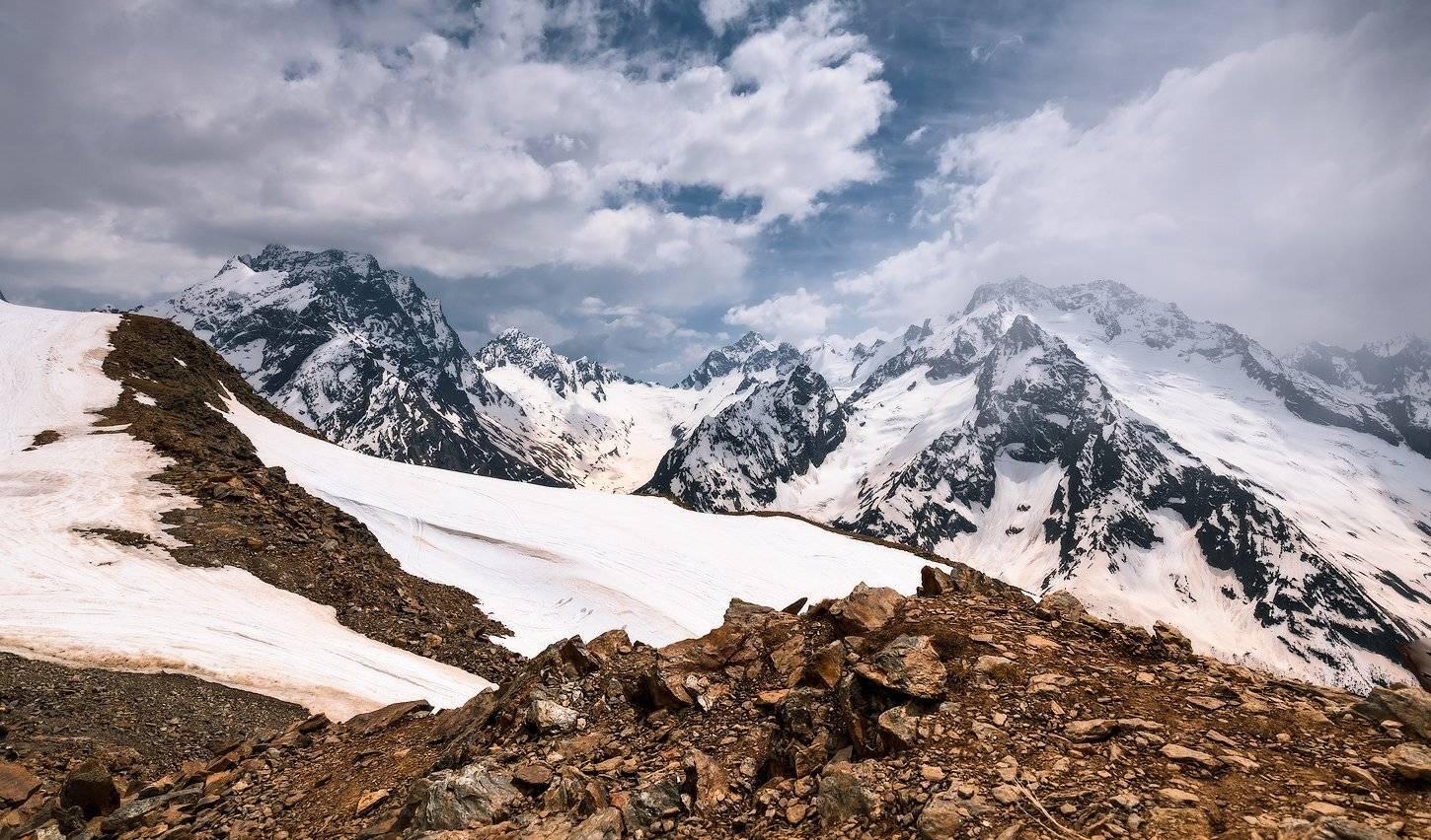 Весна, Горы, Домбай, Облака, Олег