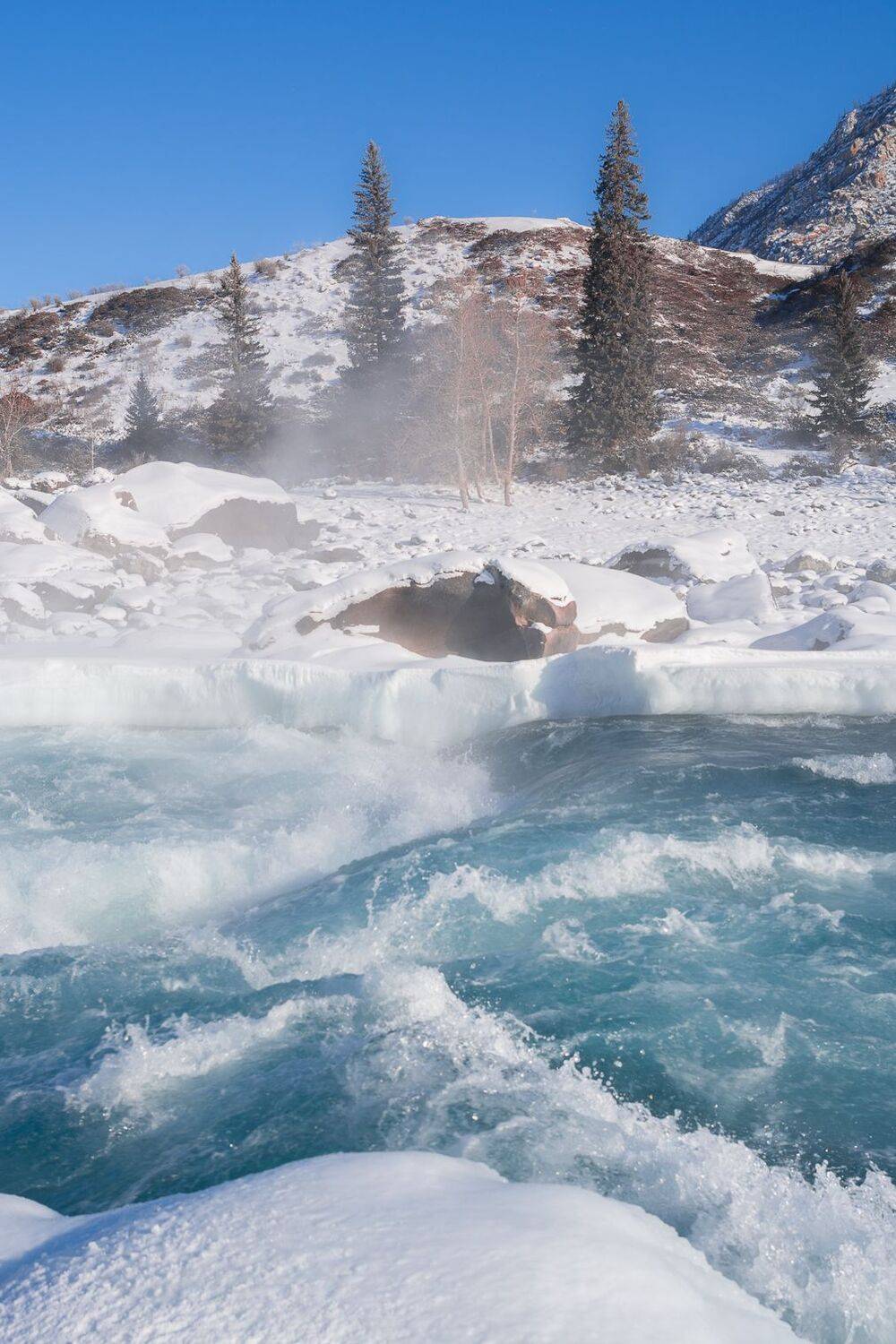 россия, горный алтай, река катунь,зима, мороз, Андрей Поляков