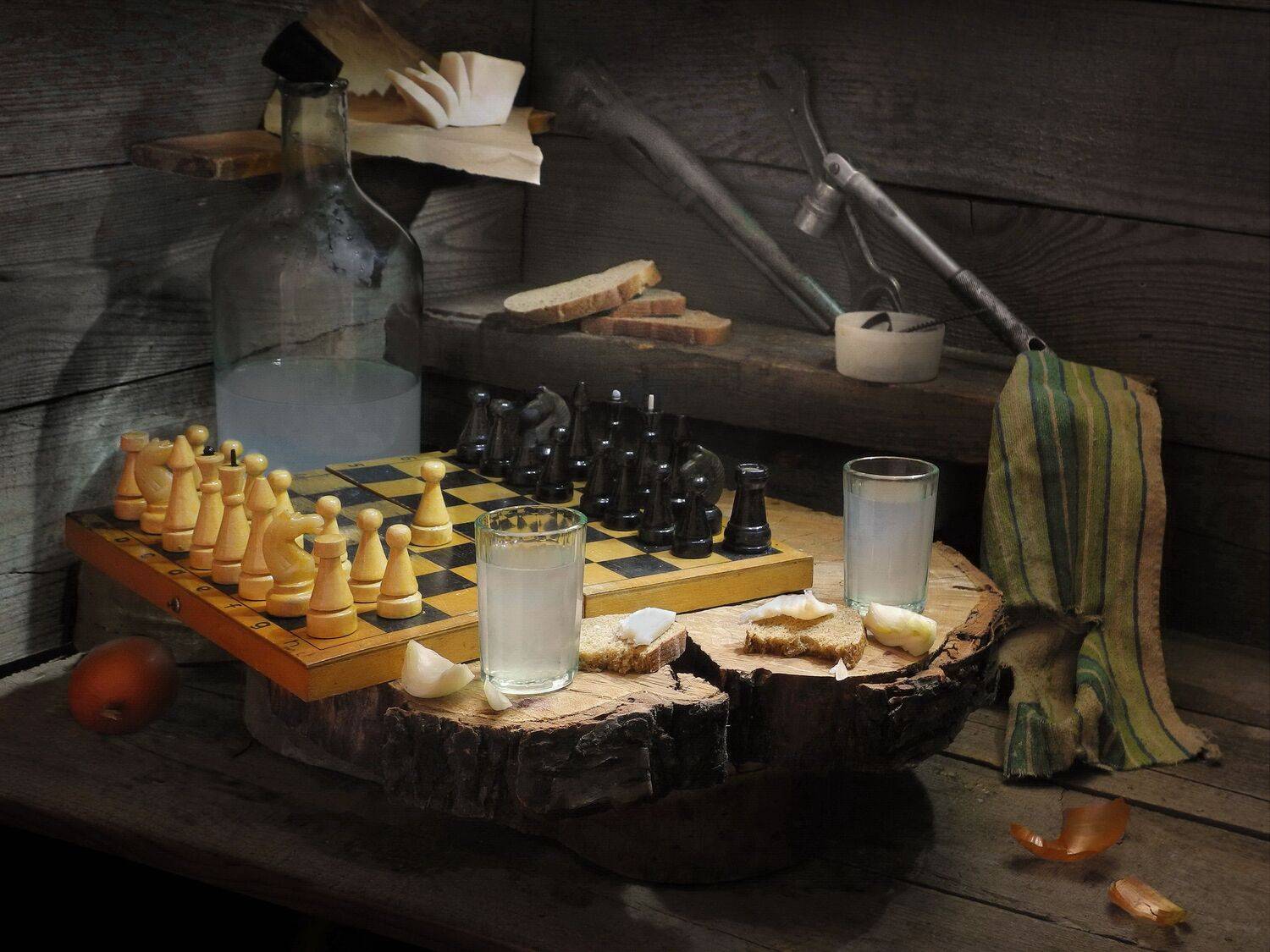 самогон, водка, шахматы, игра,, Сергей Фунтовой