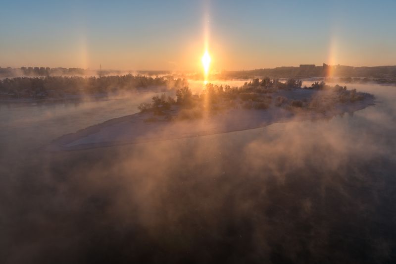 иркутск, ангара, туман, зима, рассвет Зимний рассвет на Ангаре фото превью
