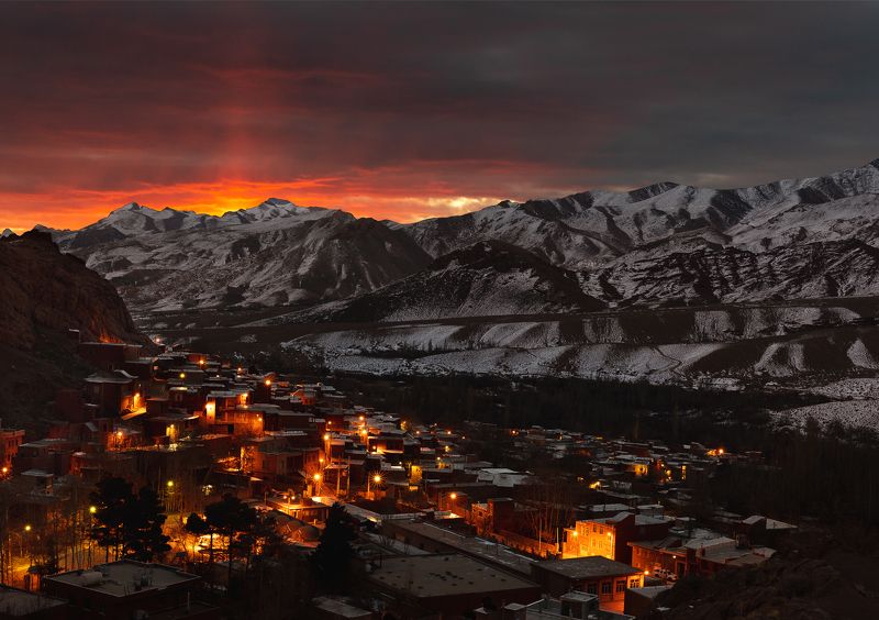 иран, восход, горы, абьяне Деревня Абьяне фото превью