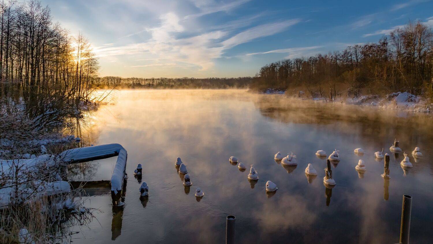 туман, водоем, зима. простор, восход, пейзаж, Юрий Морозов