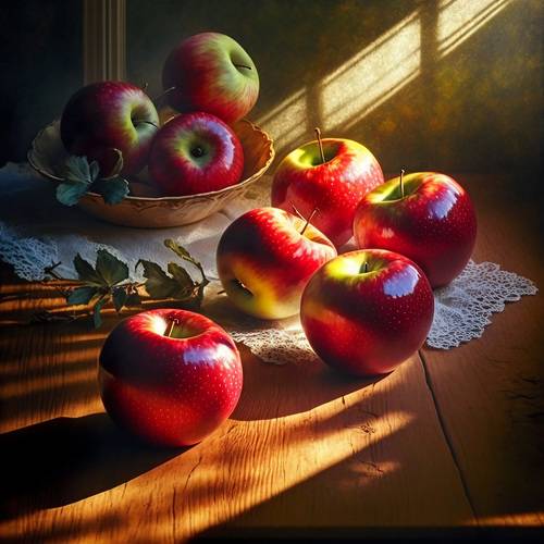 still life with red apples