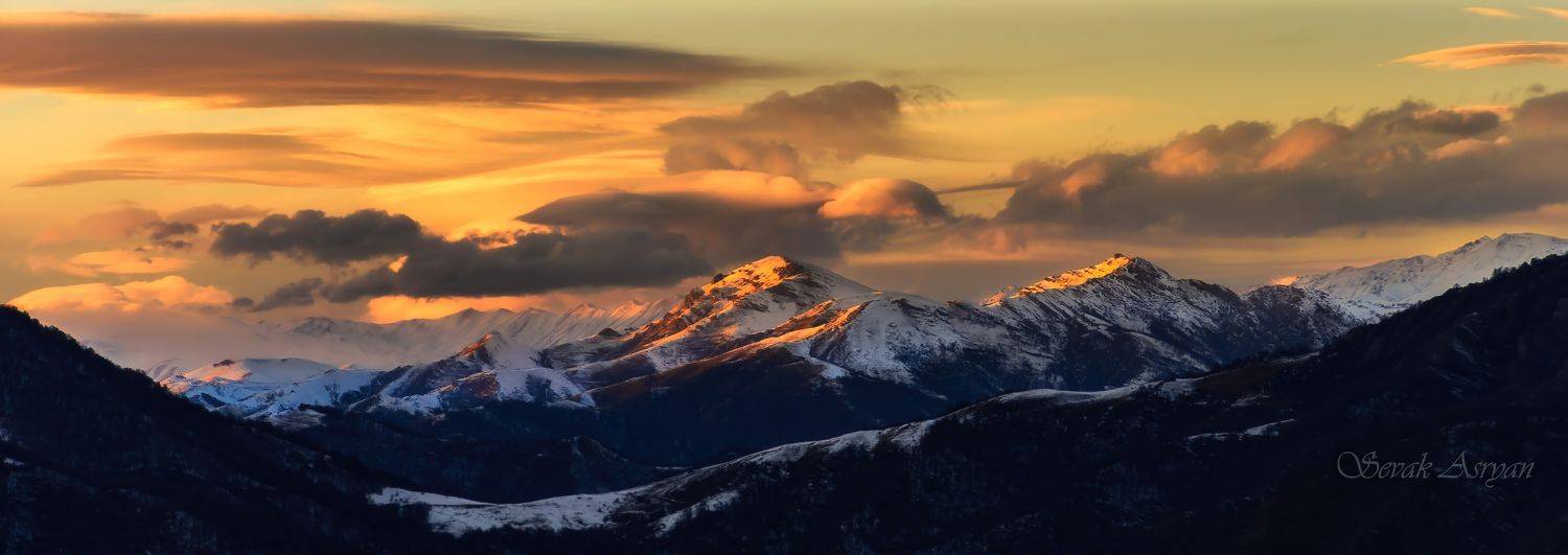 горы, закат, армения, Асрян Севак