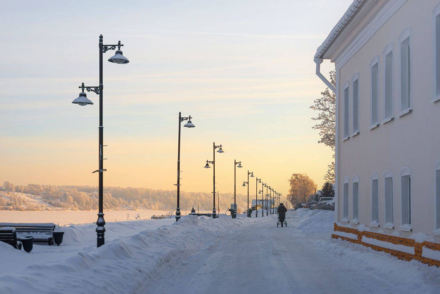 набережная снег закат теплый свет тутаев романов борисоглебск, Сальников Евгений