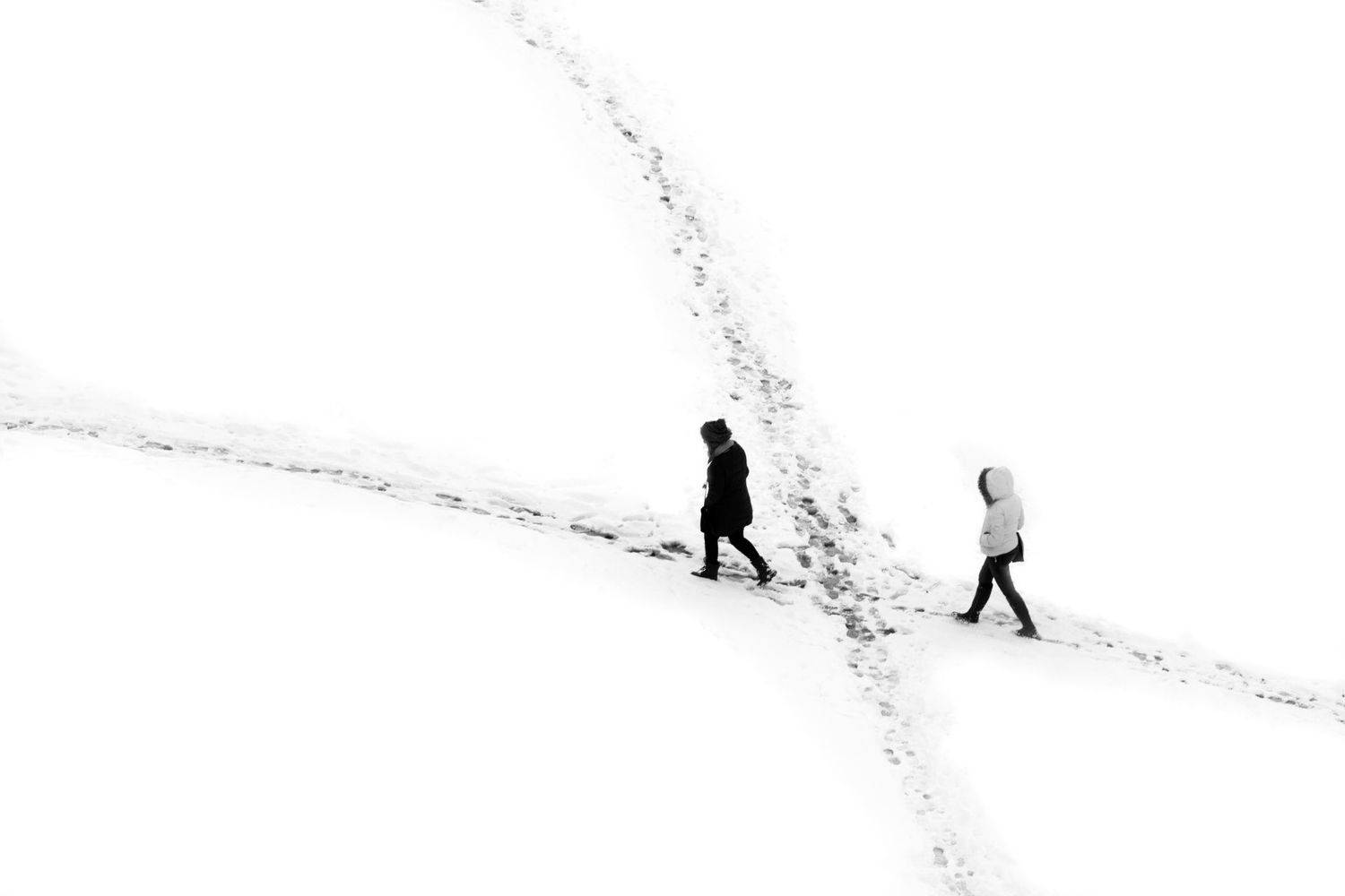 winter, snow, people, abstract, silhouettes, black, white, зимой, снег, , Tonova Vania