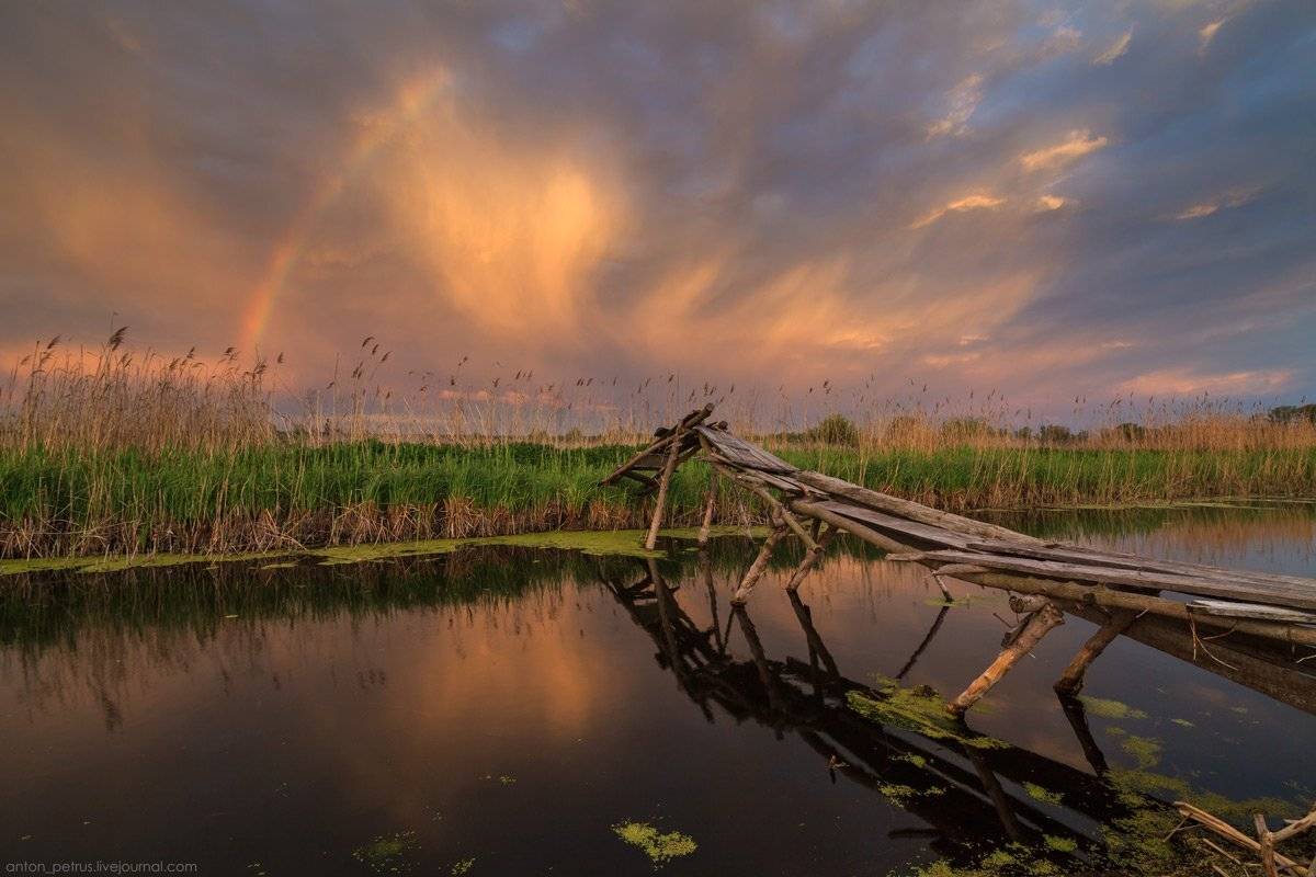 Барышевка,радуга,закат,мост,река,весна,дождь, Антон Петрусь