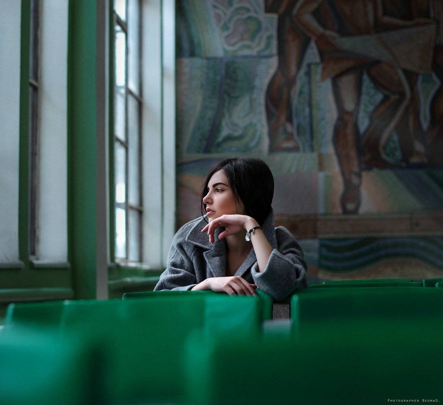 50mm, Nikon, Photoshop, Вокзал, Девушка, Красивая, Портрет, Тоска, Дмитрий Бегма