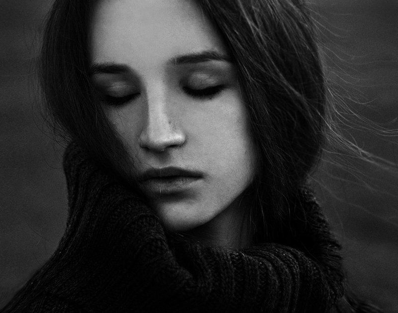 blackandwhite, girl, portrait, душа, портрет, портрет девушки, черно-белое  фото превью