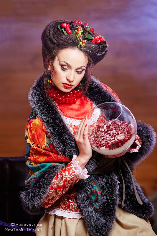 Портрет, девушка, иркутск, елена зверева, снег, клюква, фешн, стиль Снежная клюква фото превью