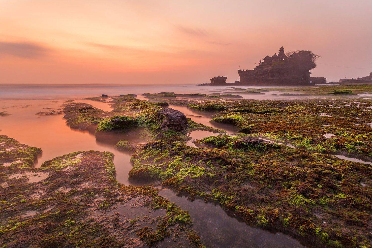 закат, пляж, отлив, небо, большая выдержка, океан, вода, цвета, свет, sunset, beach, Bali, Indonesia, Tanah Lot Temple, temple, low tide, water, ocean, colors, sky, Ольга Паршина
