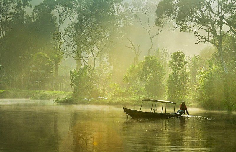 Lake, Landscape, Morning, Nature, People morning activity фото превью