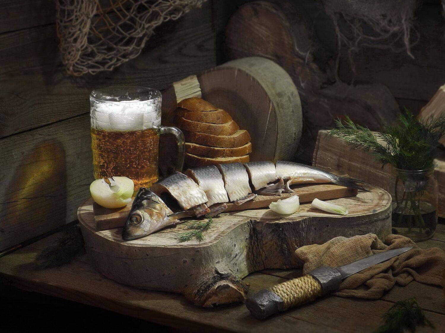 пиво, селёдка, хлеб, кружка,, Сергей Фунтовой