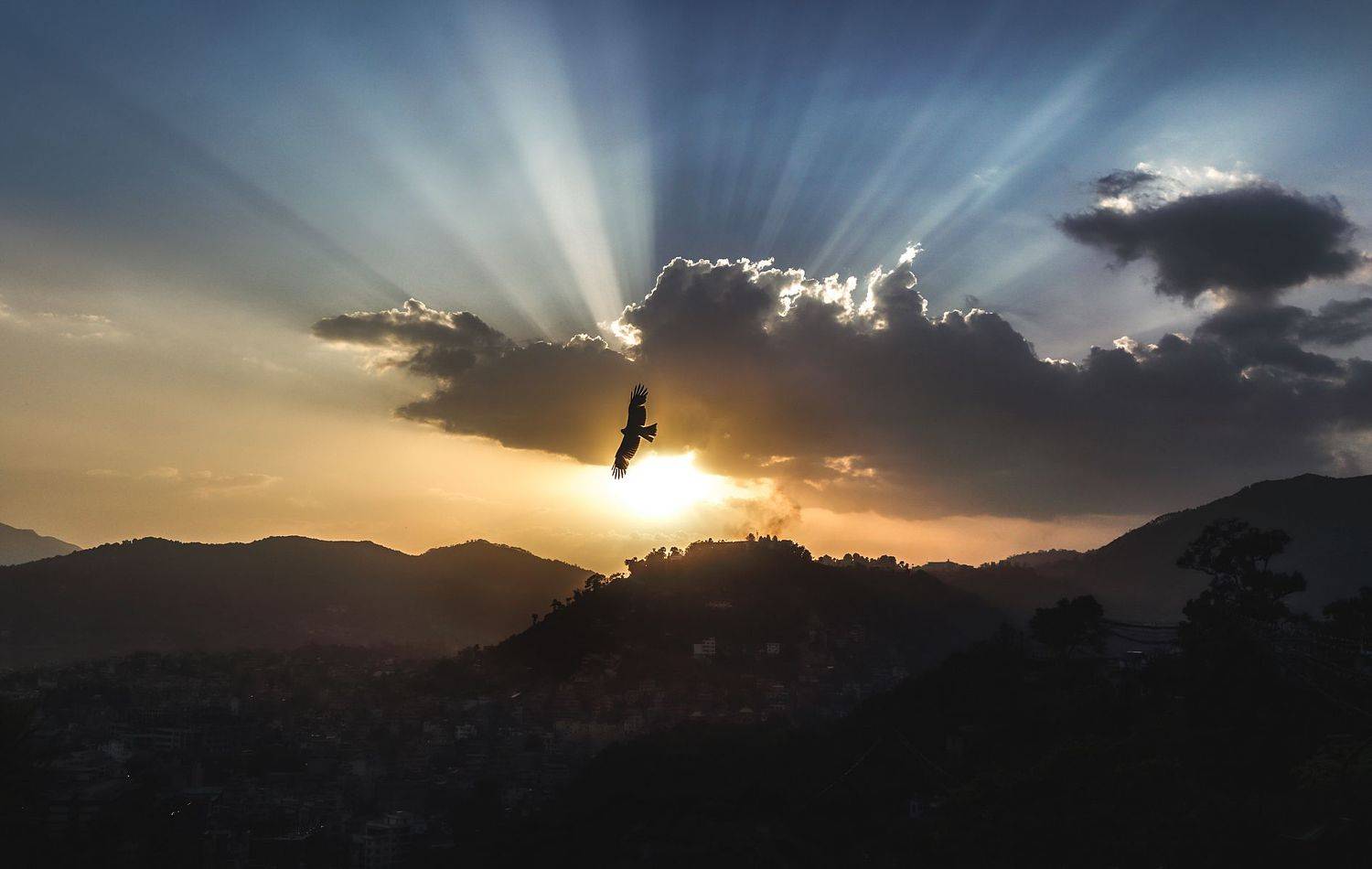 непал, катманду, закат, орёл, Потапов Сергей