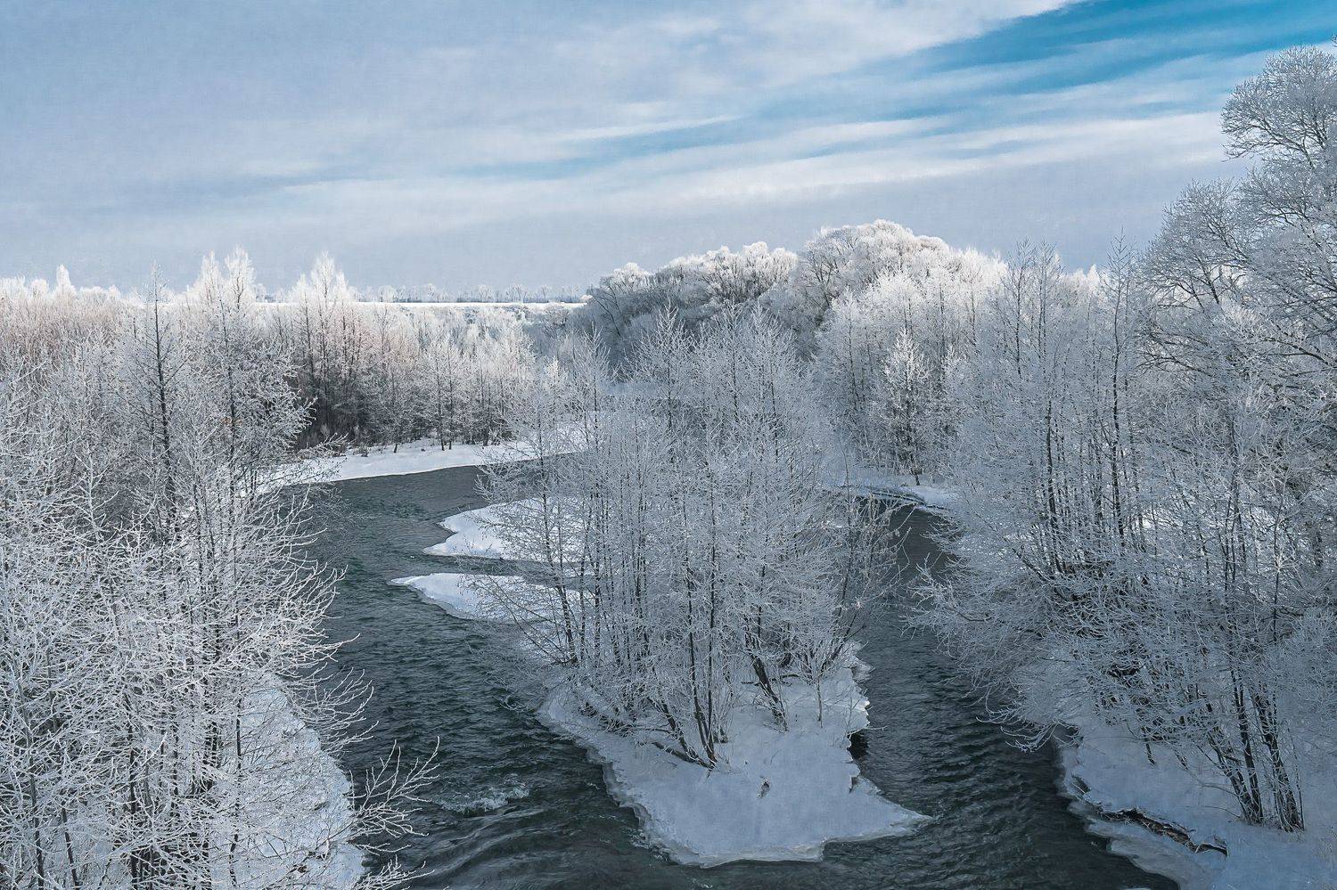 река кшень, зима, ливны, иней,, Николай Бологов