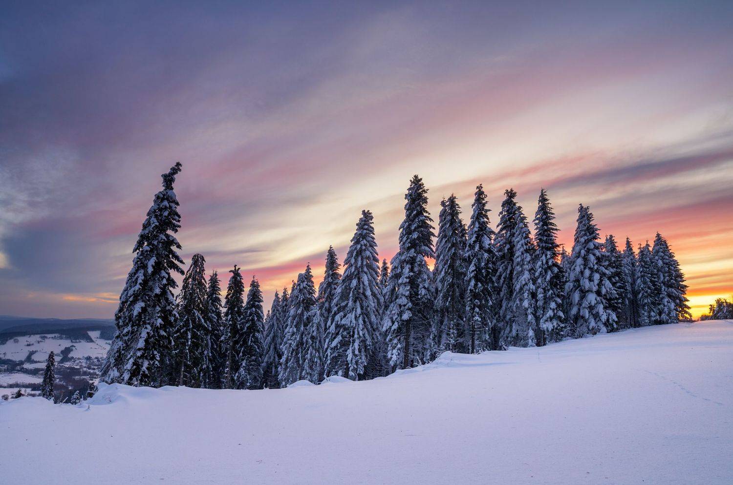 bieszczady, mountains, national, park, sunset, clouds, colors, winter,,  Mirosław Pruchnicki