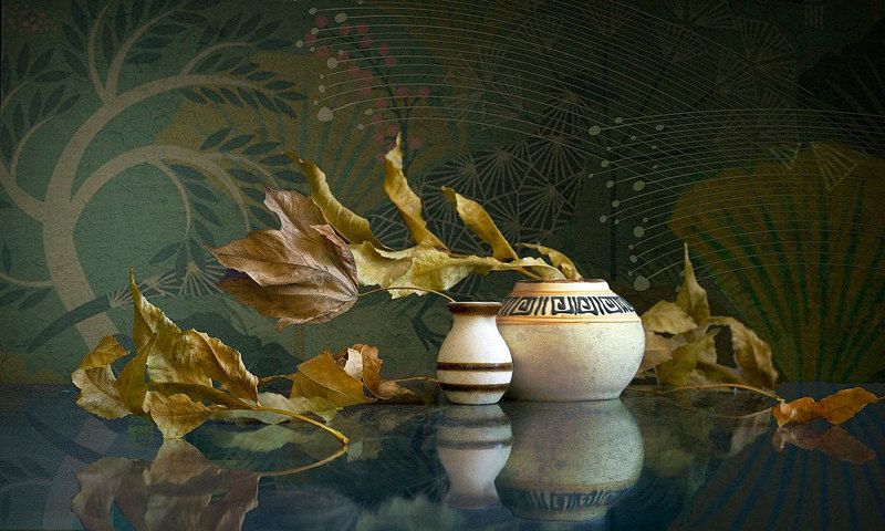 натюрморт  листья  осень Натюрморт с листьями. фото превью