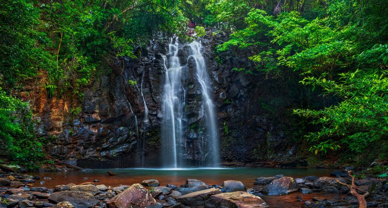 nature, waterfalls, australia, landscape, queensland The Ellinjaa Falls Panorama фото превью