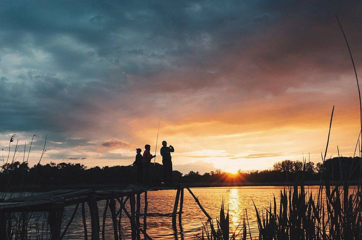 рыбалка, закат, дети, Евгений Савуков
