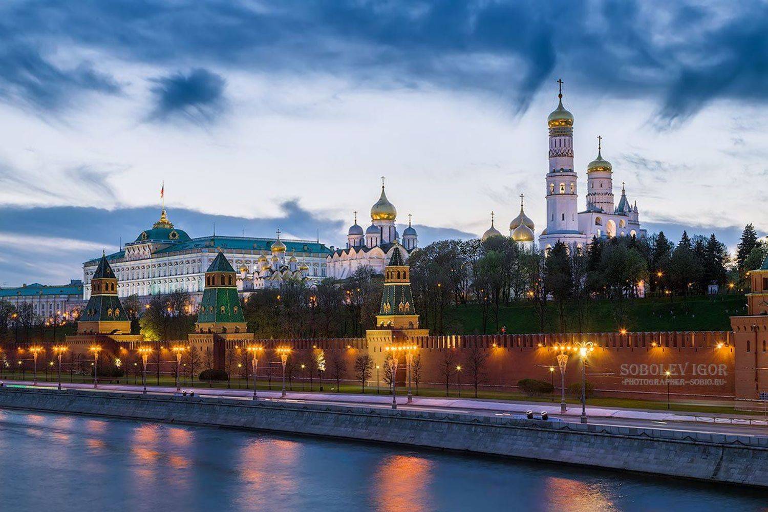 Вечер, Кремль, Москва, Россия, Соболев Игорь