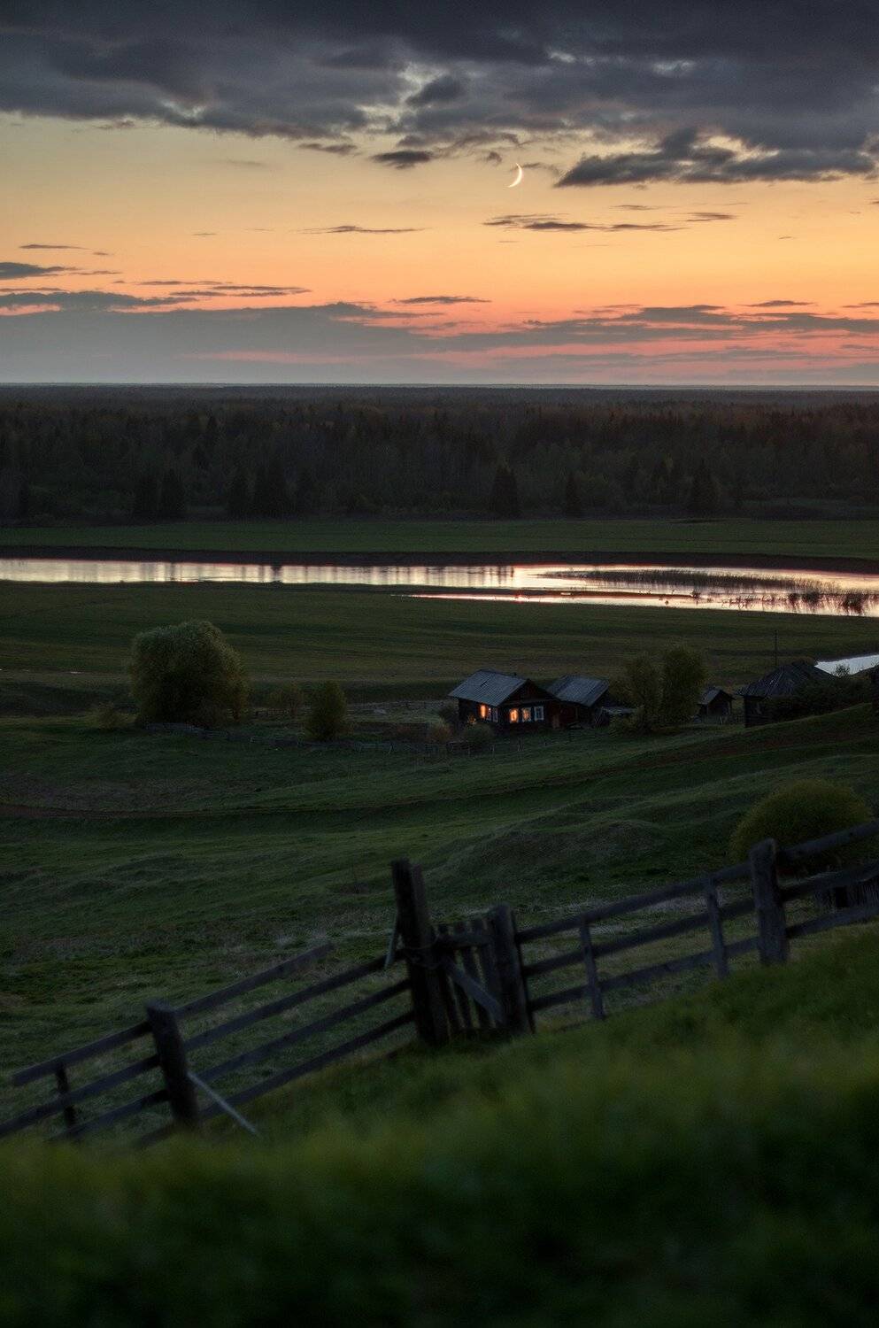Вечер, Деревня, Забор, Речка, Сергей