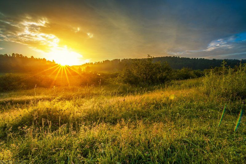 Dawn, Fog, Landscape, Morning, Nature, Sun, Sunrise, Кемеровская область, Керлегеш, Лес, Лето, Небо, Облака, Пейзаж, Прокопьевск, Рассвет, Солнце, Туман Рассвет в Керлегеше. фото превью