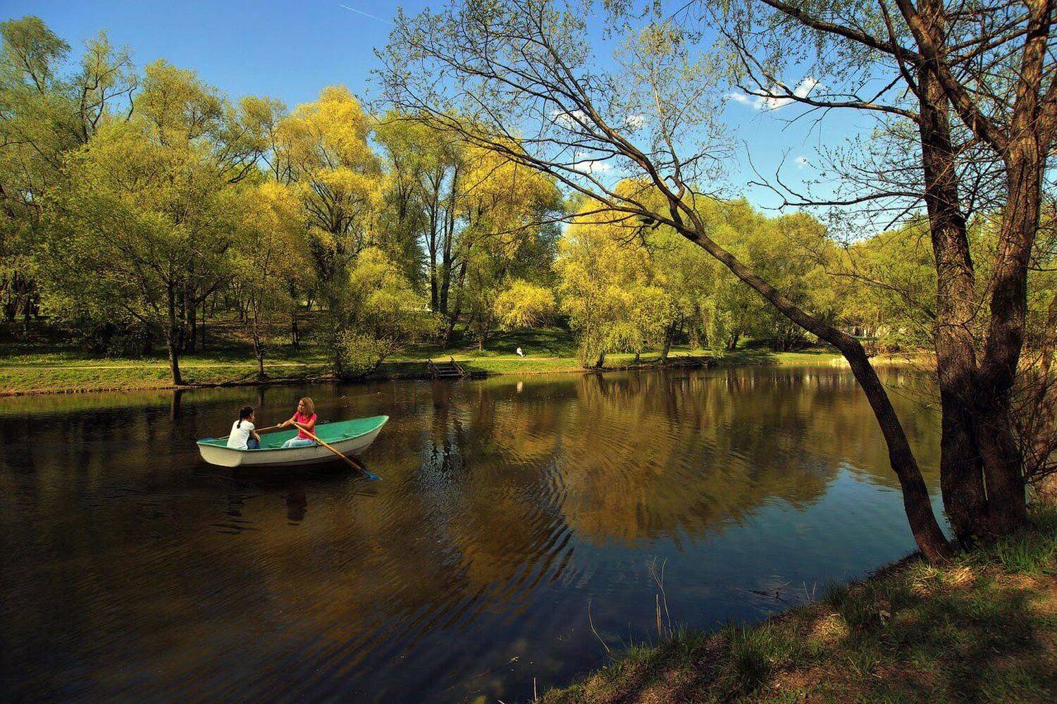 Весна, Девушки, Лодка, Пруд, Виктор Климкин