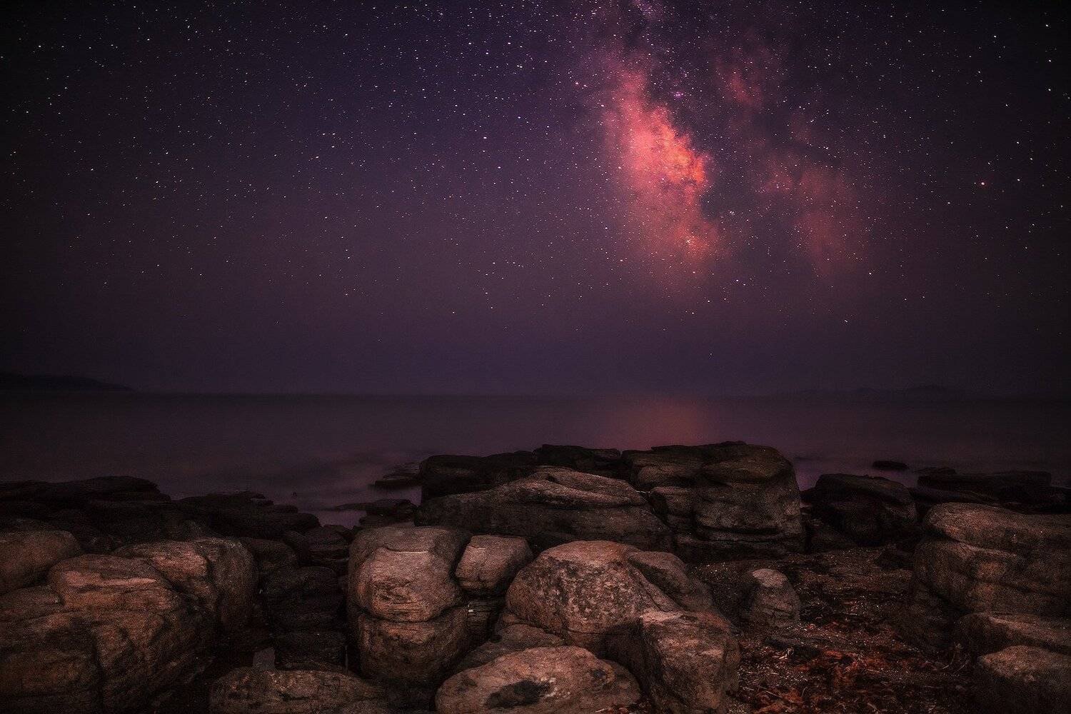 Звёзды, Камни, Млечный путь, Море, Ночь, Андрей Кровлин