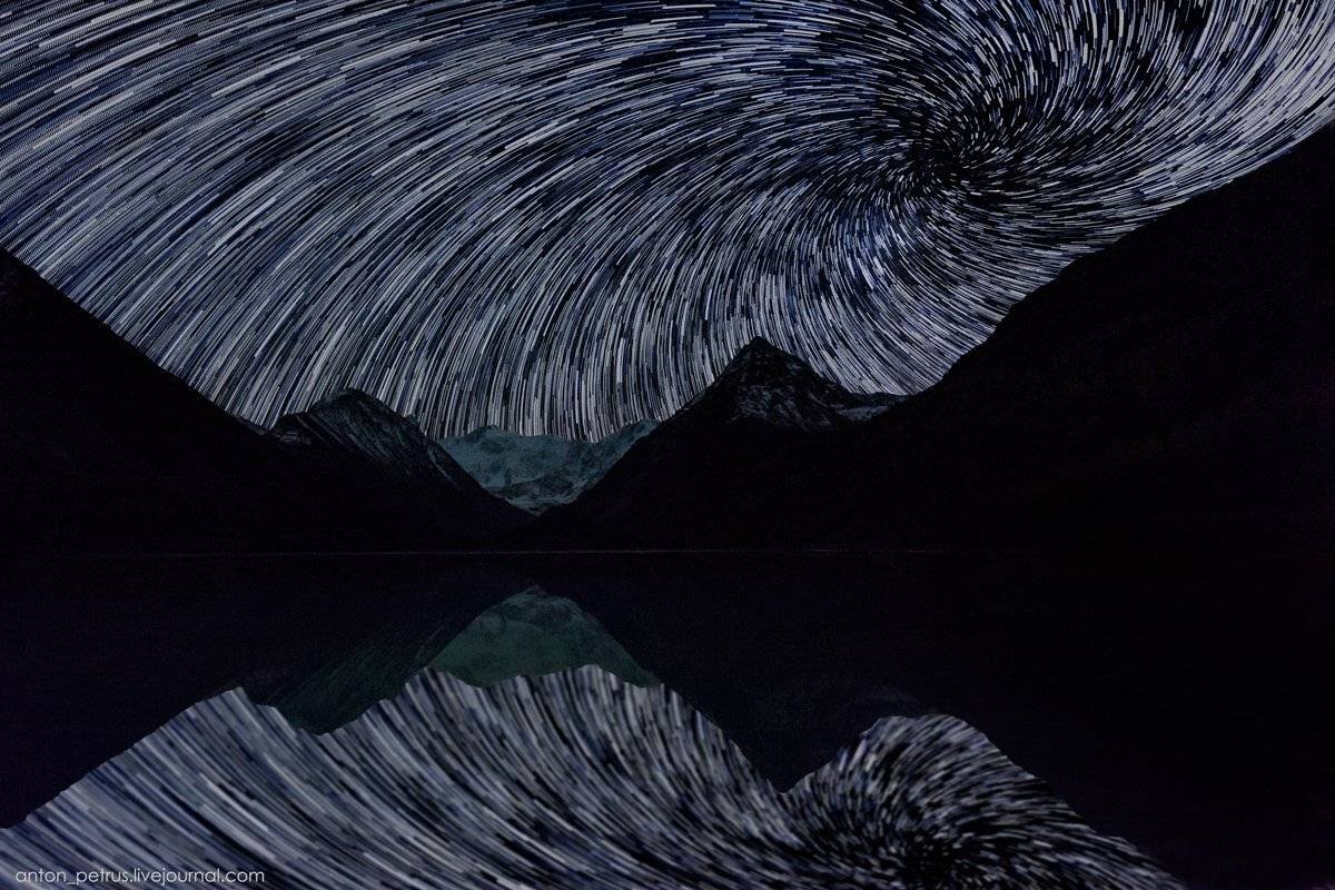 Алтай, Белуха, Горы, Звездоворот, Звезды, Ночь, Осень, Антон Петрусь