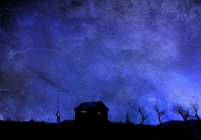 conceptual, creative, fine art, edit, tree, sky, landscape, nature, human, home, A nearly peaceful place фото превью