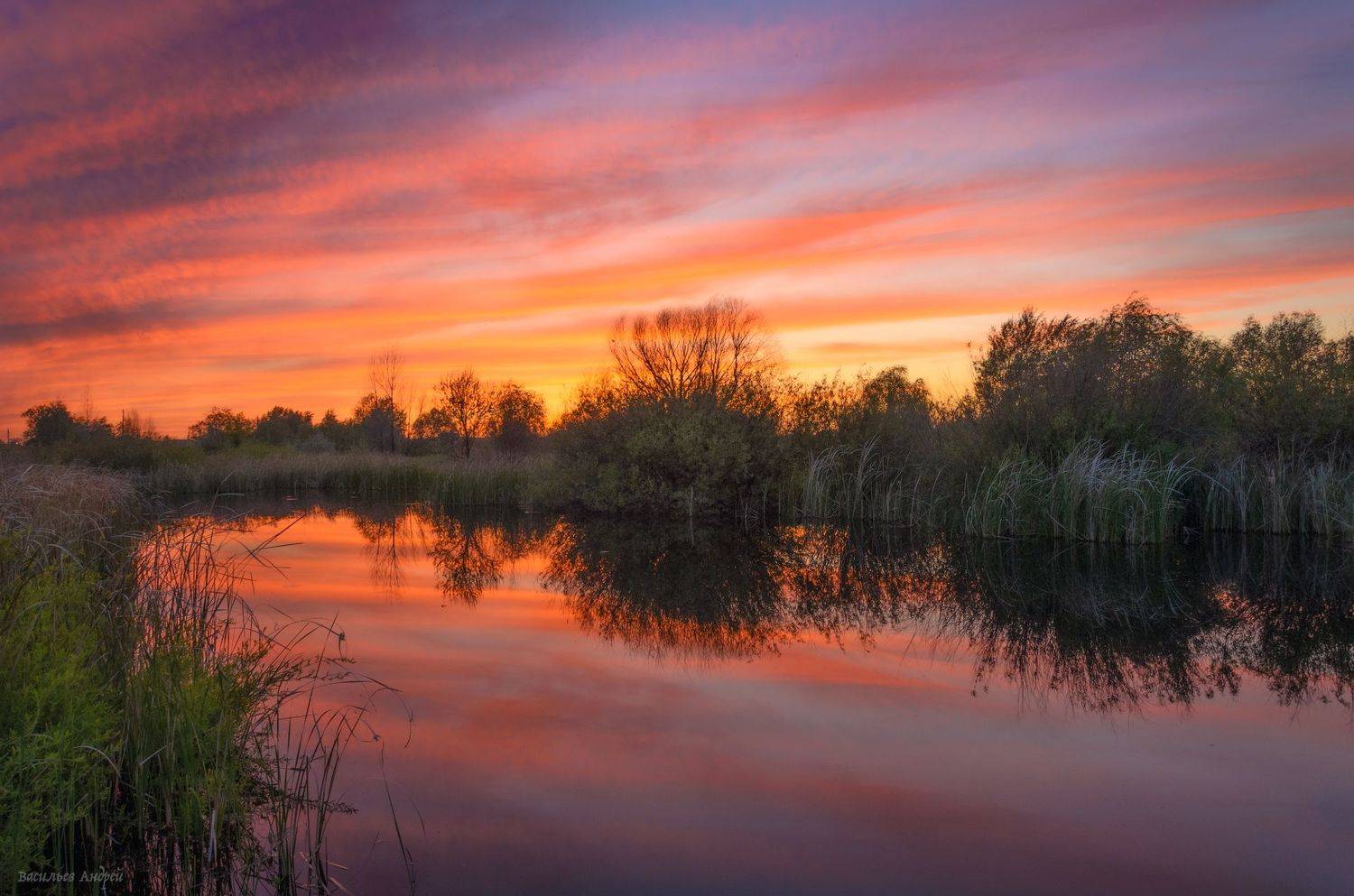 вечер, закат, небо, пруд, орск, Vasilyev Andrey