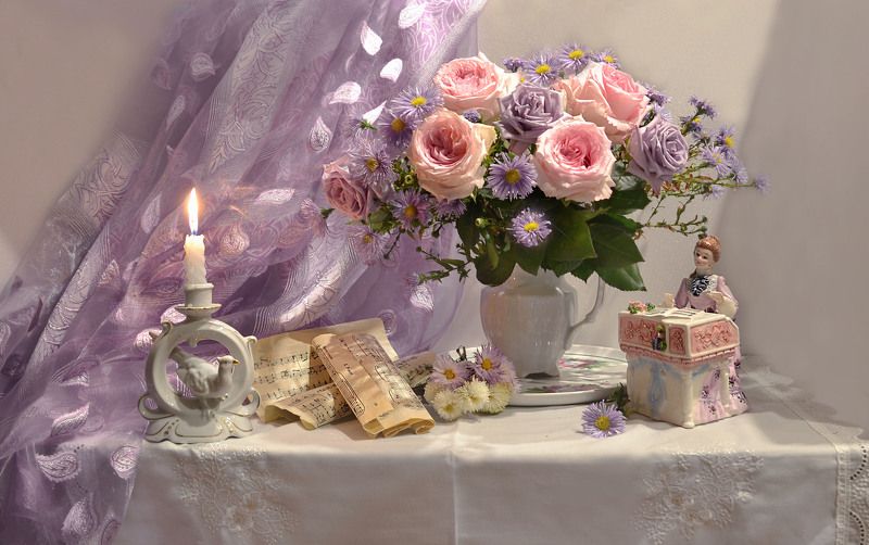 still life, натюрморт, цветы, фото натюрморт,, фарфор, настроение, розы Звучала музыка и таяла душа... фото превью