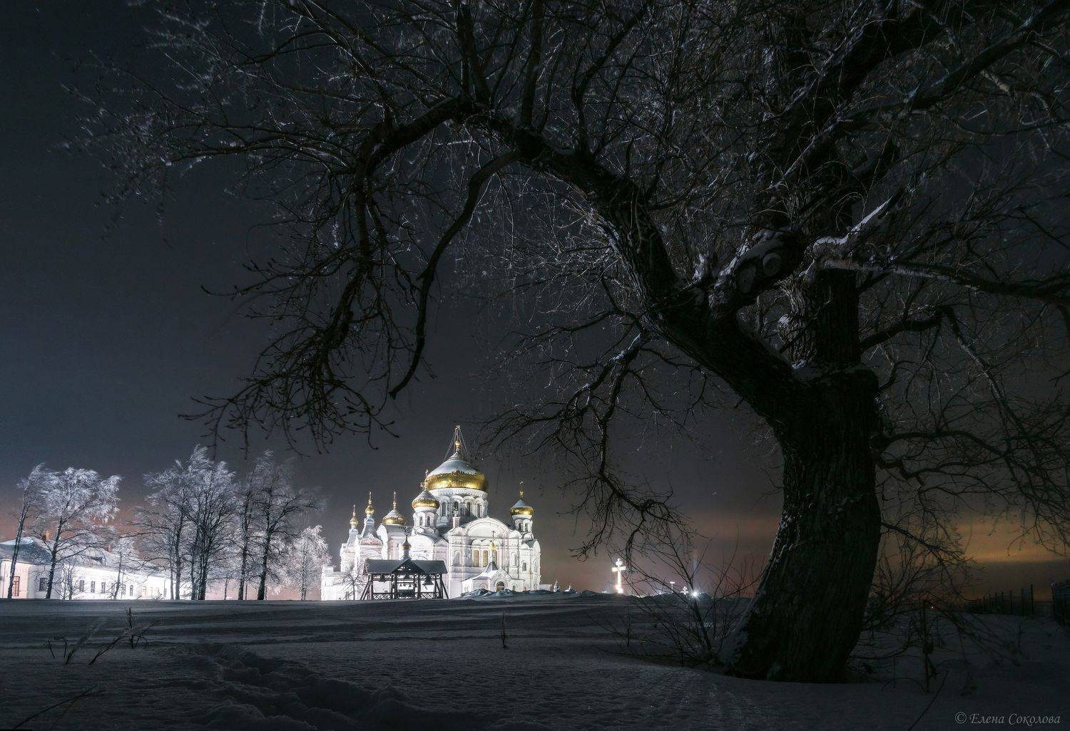 белая гора, белогорский монастырь, кунгурский район, пермский край, звезды, ночь, зима, звездная ночь, пейзаж, Соколова Елена