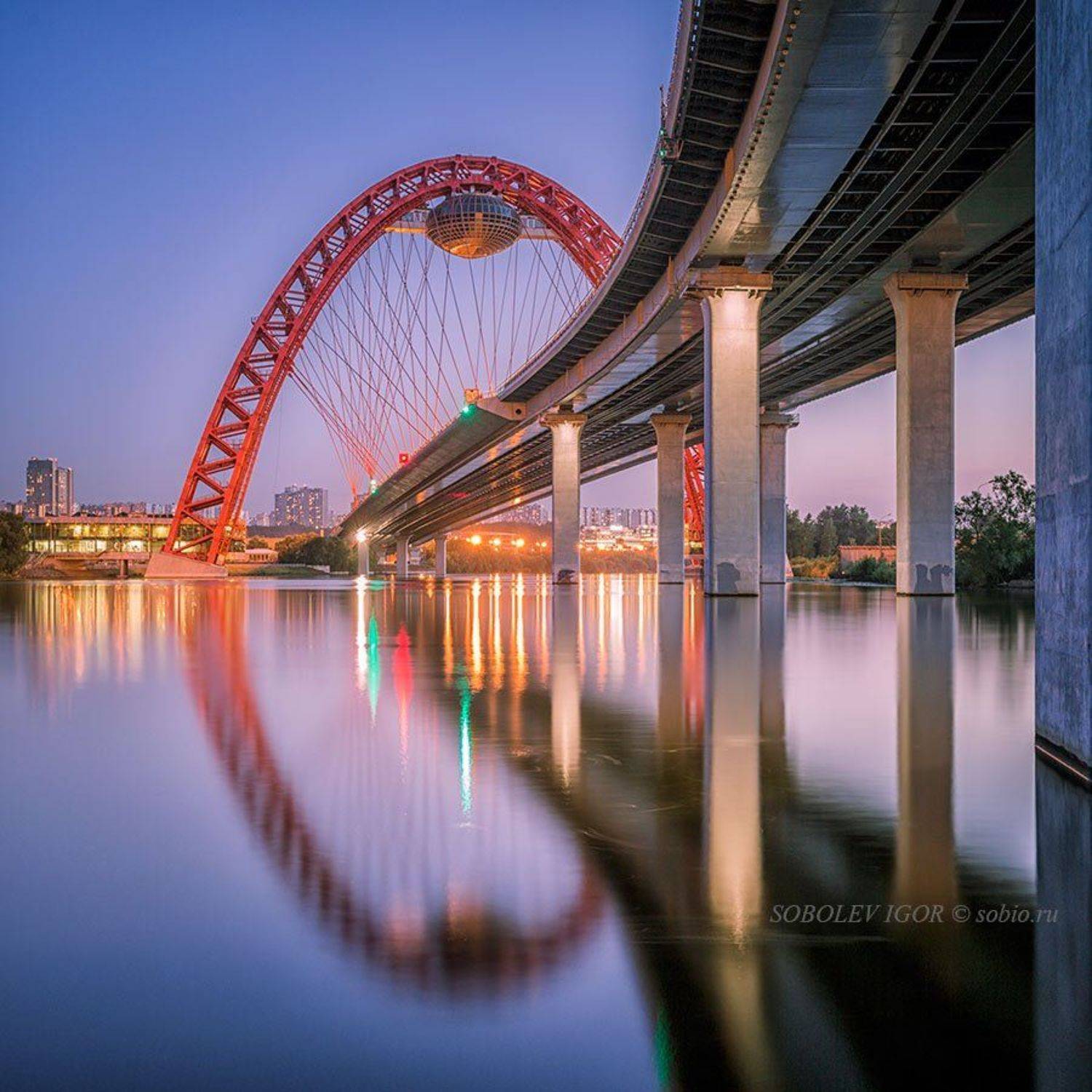 Вечер, Живописный мост, Москва, Москва-река, Соболев Игорь
