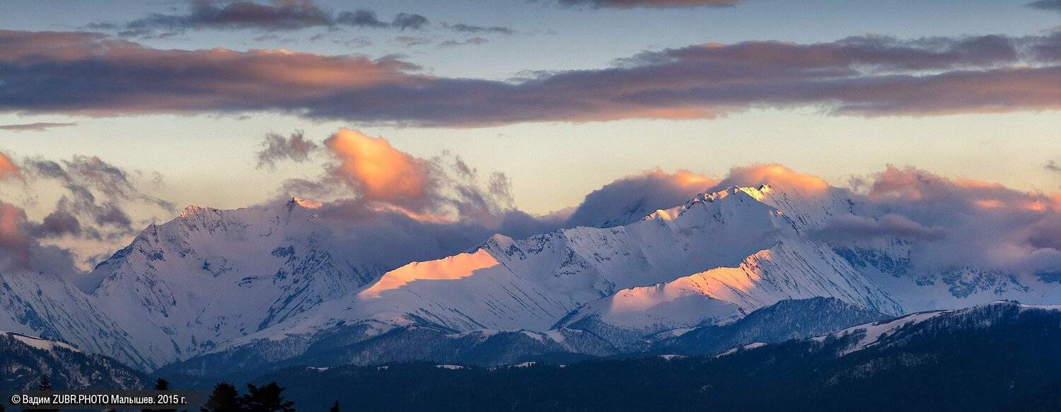 Закат, Горы, Панорама, Кавказ, zubrphoto, Вадим ZUBR Малышев
