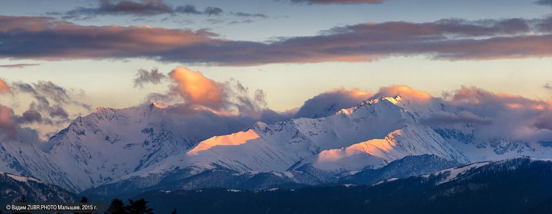 Закат, Горы, Панорама, Кавказ, zubrphoto семейное сходство фото превью
