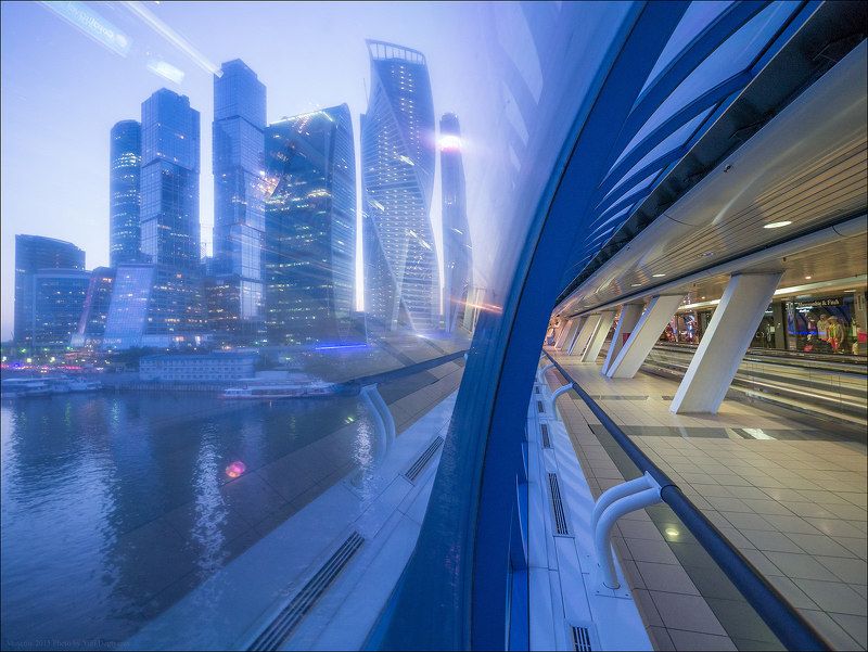 Багратион, Вечер, Город, Москва, Мост, Небоскрёбы, Сити Россия. Москва. Москва-Сити. фото превью