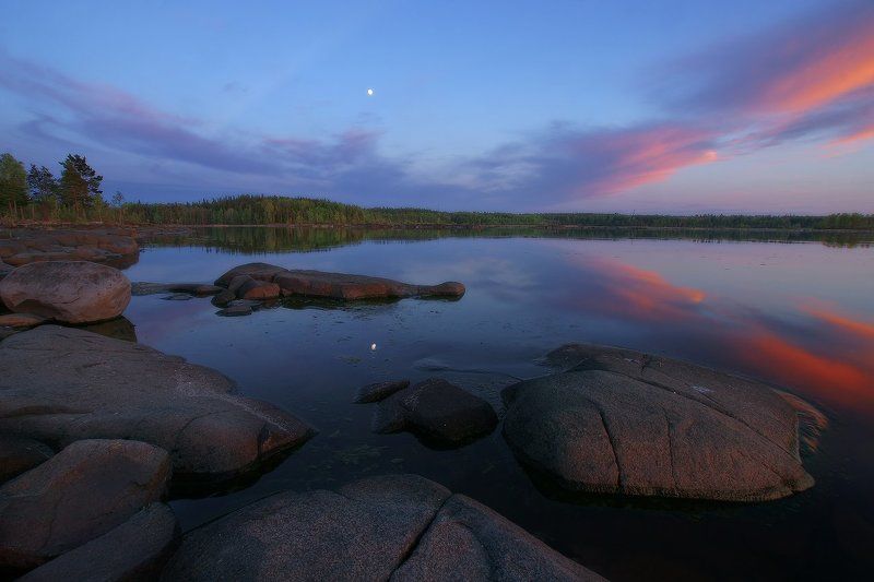 ладога, карелия, ладожское, озеро Луна над Валаамом фото превью