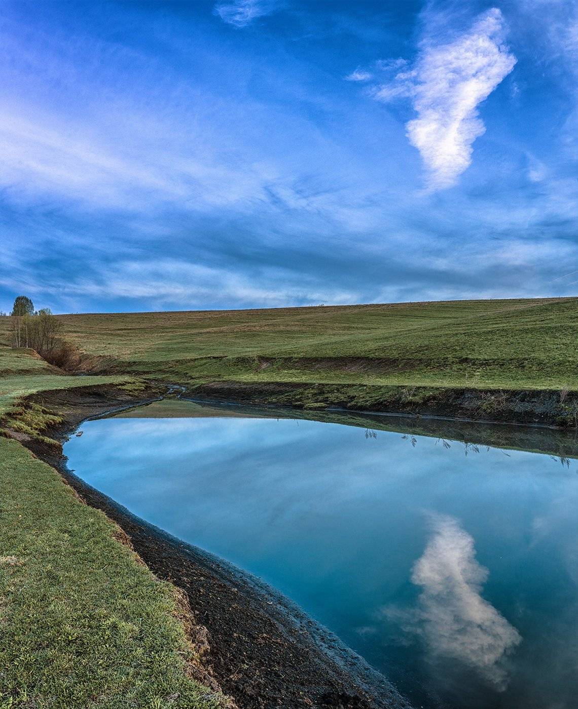 Весна, Облако, Озеро, Пейзаж, Сибирь, Дмитрий Дубиковский