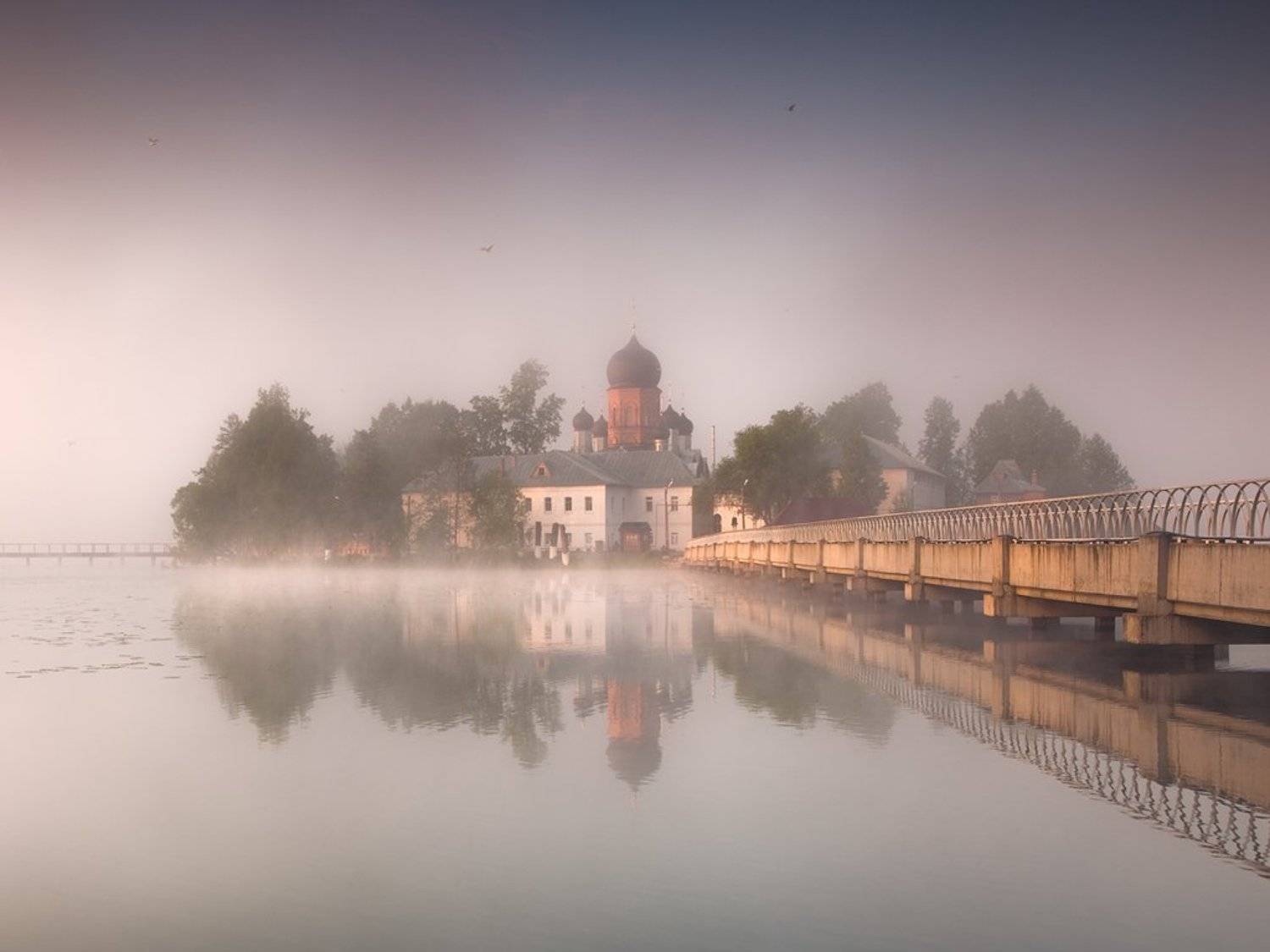 Введенское, Вятское, Монастырь, Озеро, Отражение, Туман, Сергей Новожилов
