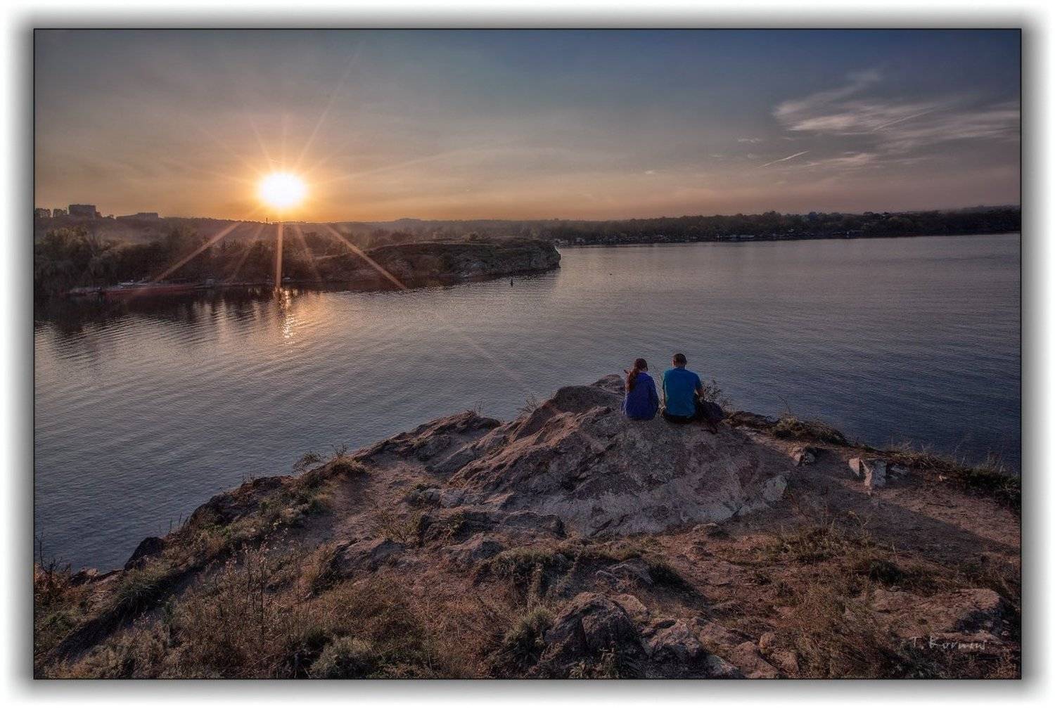река,двое,вечер,закат,штиль, Татьяна Корнус