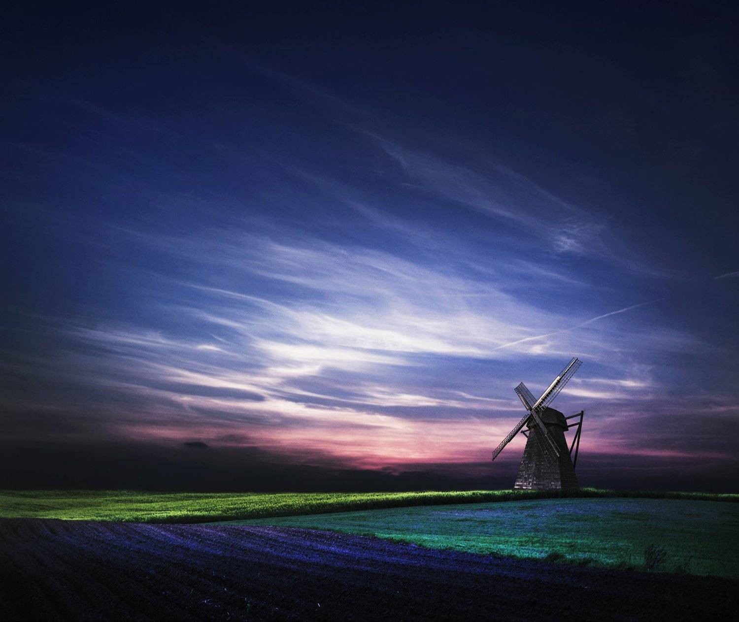 mill, clouds, field, sky, , Mindaugas Žarys